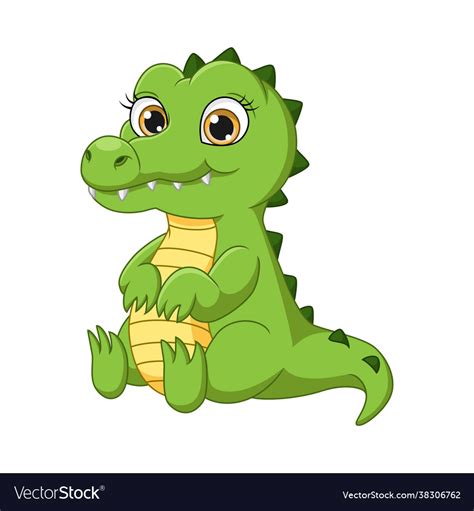 Cute baby crocodile cartoon sitting Royalty Free Vector