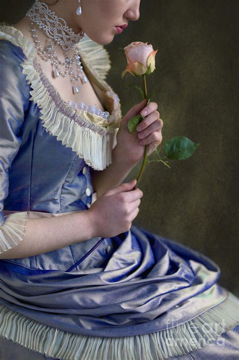 Victorian Woman Holding A Single Rose Photograph By Lee Avison Fine