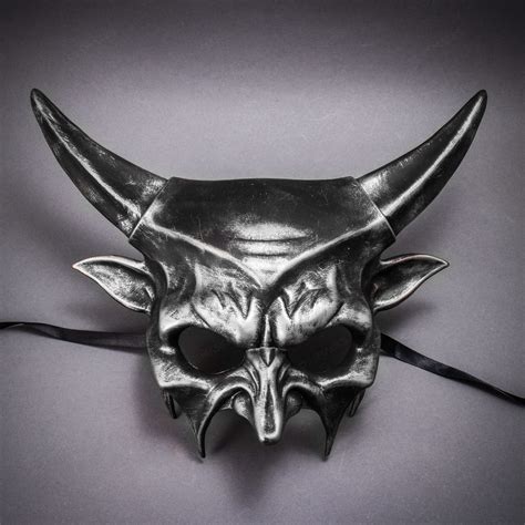 Demon Masquerade Devil Metallic Mask Black Silver