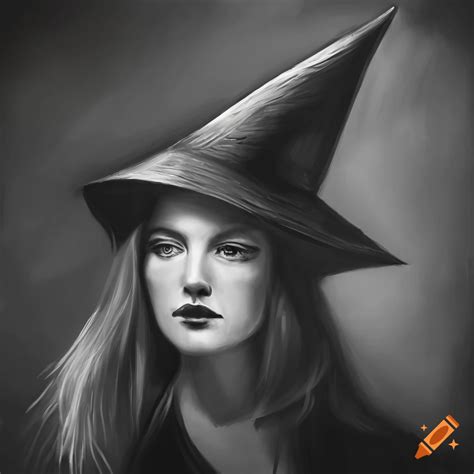 Artistic Depiction Of A Modern Witch Surrounded By Pointed Hats And