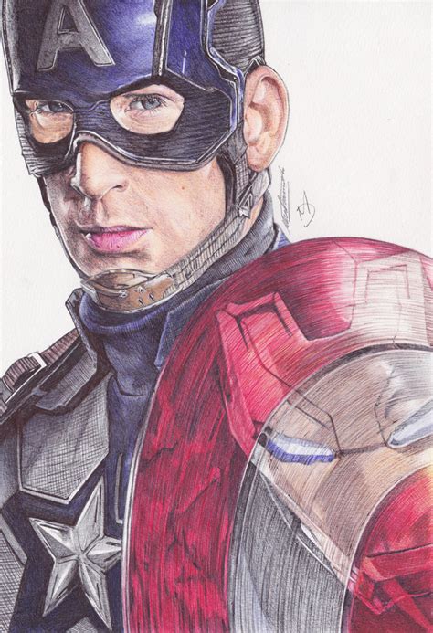 Captain America Civil War Ballpoint Pen Drawing By Demoose21 On Deviantart