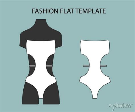 Swimsuit Fashion Flat Sketch Template Bikini Isolated Posters For The Wall Posters Body