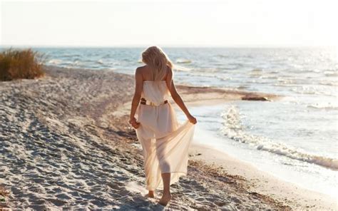 Wallpaper Sunlight Women Model Blonde Sea Long Hair Shore Sand