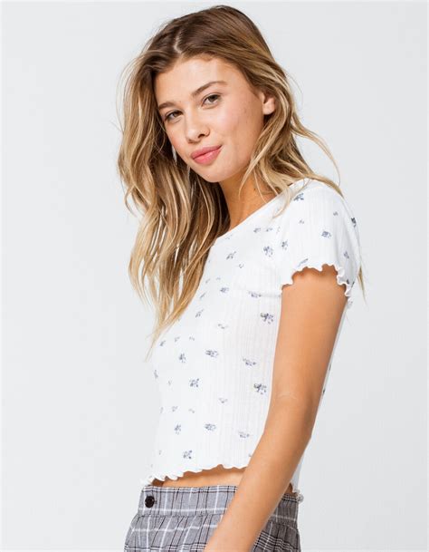 Ivy Main Ditsy Pointelle Womens Tee Ivory Tillys