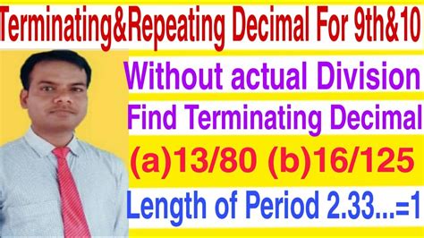 Decimal Representation Of Rational Numbers Class 9 In Hindiandenglish Terminatingandrepeating