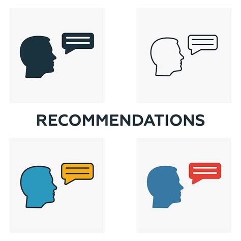 Premium Vector Recommendations Icon Set Four Elements In Diferent