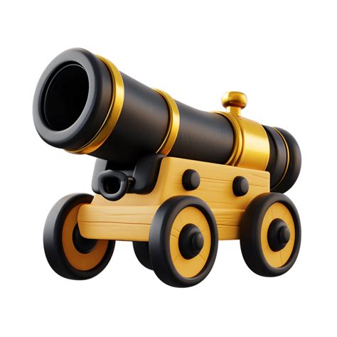 Free Png Cartoon Cannon Toy In Black And Gold Pixar Style 3d Design