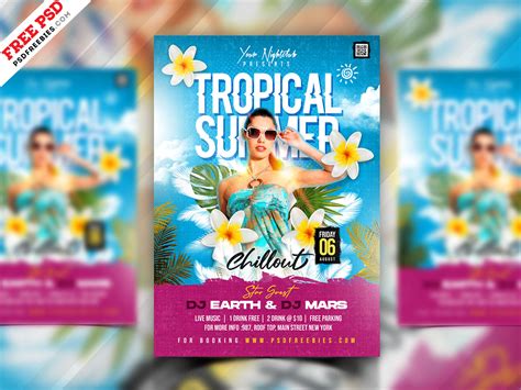 Tropical Summer Club Party Flyer Template Psd