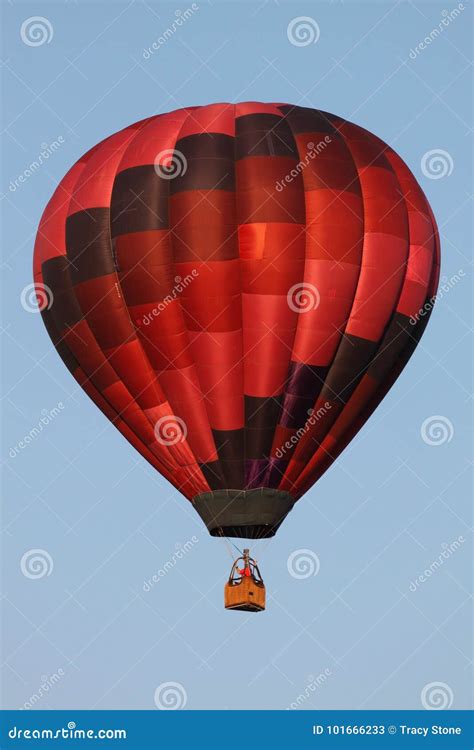 Red Hot Air Balloon In Flight Stock Image Image Of High Ride 101666233