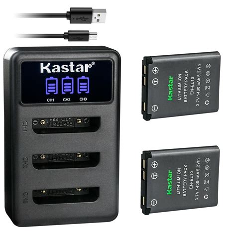 Kastar 2 Pack Battery And Lcd Triple Usb Charger Compatible With Nikon