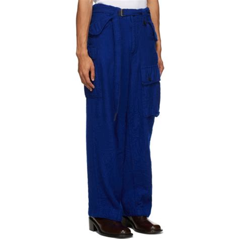 Sacai Blue Wool Solid Shrivel Trousers Sacai