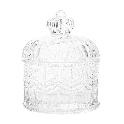 Nuolux Glass Candy Jar Jars Box Lids Lid Crystal Dish Jewelry Trinket Bowl Storage Day Pad