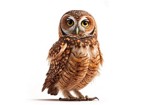 Premium Photo Beautiful Realistic Owl In A White Background