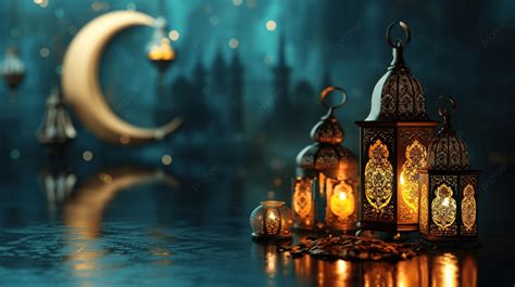 Ramadan Kareem Sale Banner With Lanterns And Crescent Background Eid