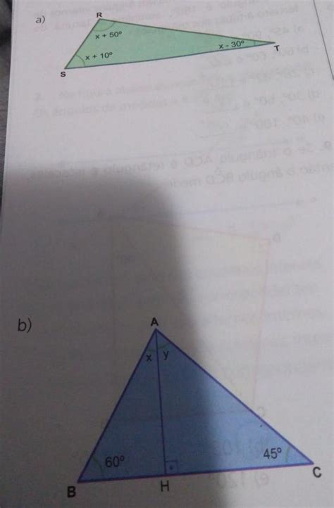 Nos Tri Ngulos A Seguir Determine As Medidas Dos Ngulos