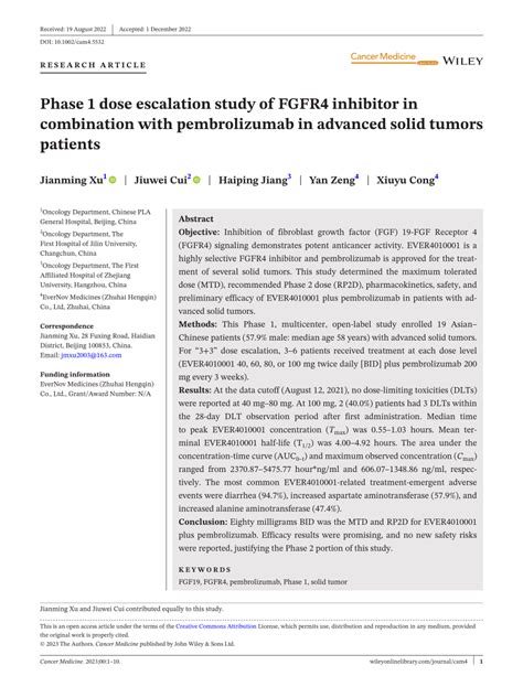 PDF Phase 1 Dose Escalation Study Of FGFR4 Inhibitor In Combination