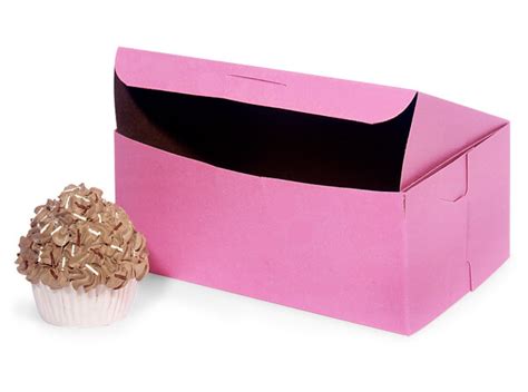 *8x4x4" Pink Bakery Boxes 10 Pk 1-piece Lock Corner Box | Nashville Wraps