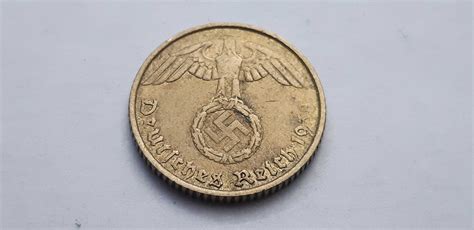 Niemcy III Rzesza 5 fenigów pfennig 1938 rok mennica A Dąbrowa