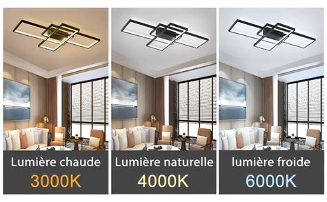 Qiaomao Luminaire Plafonnier Led Dimmable Salon Lustre Avec Télécommande 65w Luminaires