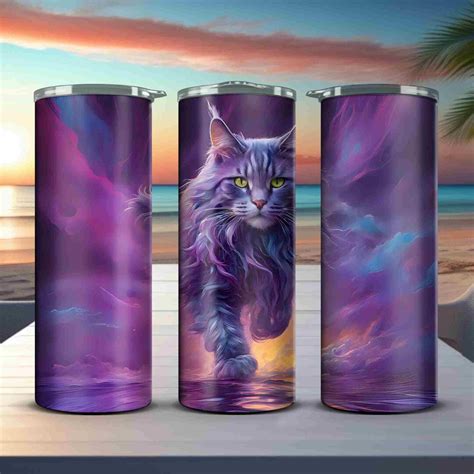 Ai D Purple Maine Coon Cat Png Sublimation Tumbler Wrap Wind