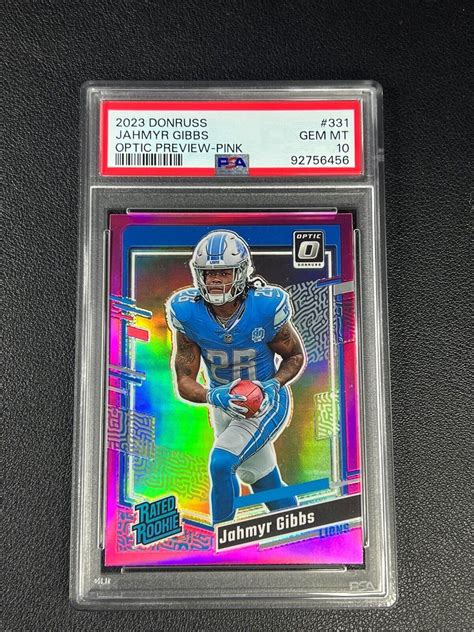 Jahmyr Gibbs 2023 Donruss 331 Optic Preview Pink Price Guide