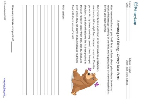 Rewriting And Editing Grizzly Bear English Esl Worksheets Pdf And Doc