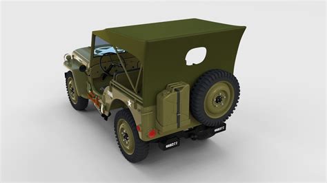 Full W Chassis Jeep Willys MB Military Top Rev 3D Model CGTrader