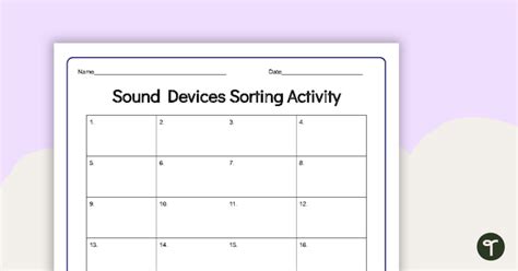 Sound Devices Sorting Activity | Teach Starter - Worksheets Library