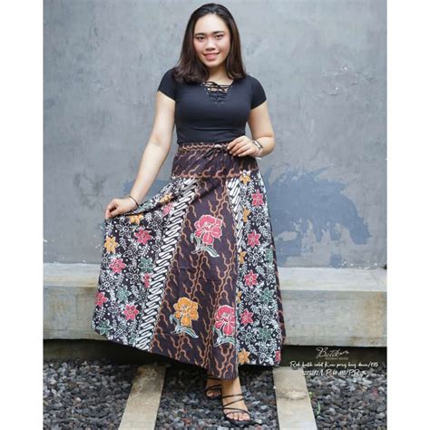 Jual Rok Klok Batik Cap Motif Bunga Modern Shopee Indonesia