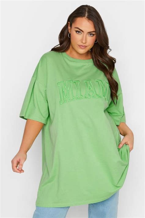 Yours Oversized T Shirt Met Miami Print In Groen Yours Clothing