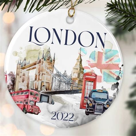 Custom London Christmas Ornament England Vacation Gift Etsy