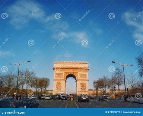 The Champs Elysees And Arc De Triomphe Paris France Editorial