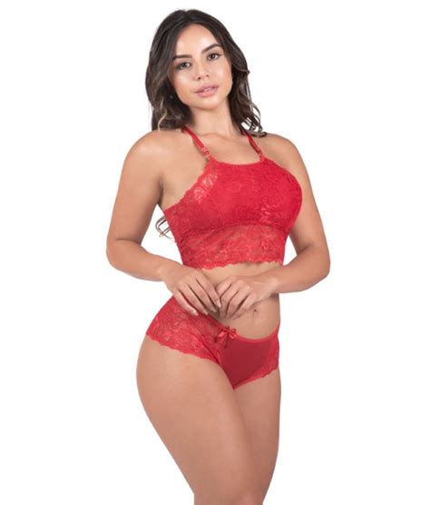 Conjunto De Lingerie Em Renda Sem Bojo Deluene Click Sophia