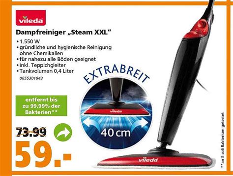 Vileda Dampfreiniger „steam Xxl” Angebot Bei Globus Baumarkt