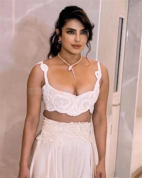 Bold Priyanka Chopra In A Plunging White Crochet Bralette Top With