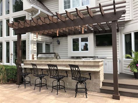 Pergola Overe Outdoor Bar - Landscape Design Build Contractor - North ...