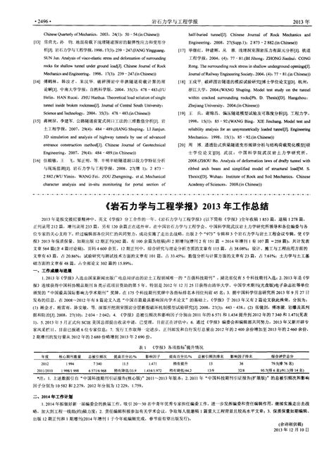 《岩石力学与工程学报》2013年工作总结word文档在线阅读与下载免费文档