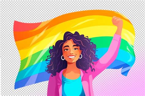 Psd Mujer Con Una Ilustraci N De Vector De Bandera Lgbt De Arco Iris