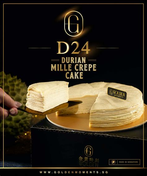 Premium D24 Durian Mille Crepe Cake Golden Moments Singapore