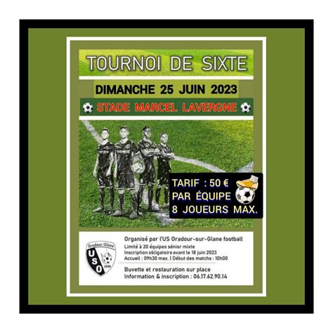 Actualité TOURNOI DE SIXTE SÉNIORS MIXTES club Football US