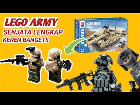 Merakit Minifigure LEGO ARMY Merk Sembo Lengkap Dengan Tank