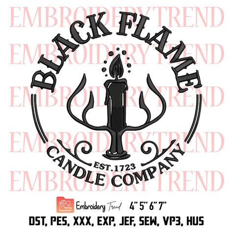 Black Flame Candle Embroidery, Hocus Pocus Embroidery, Witch Halloween ...