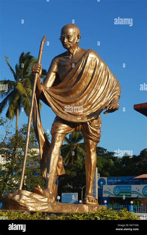 golden statue of gandhi port blair india Stock Photo - Alamy