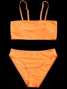 21 OFF HOT 2019 Padded High Cut Bandeau Bikini Set In ORANGE ZAFUL