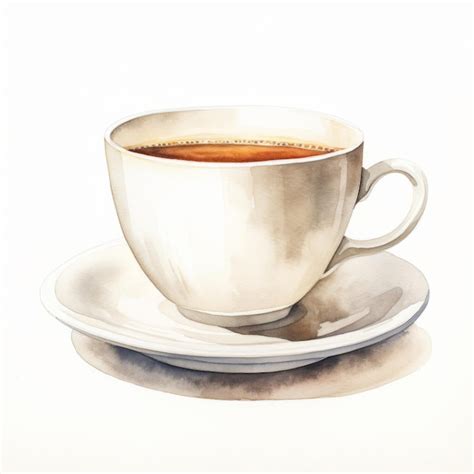 Premium AI Image | Watercolor Drawing Of Cup On Plain White Background