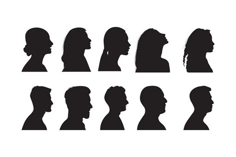 Collection Man And Woman Head Icon Silhouette Male And Female Avatar