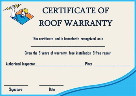 Roofing Warranty Certificate Templates Word Certificate Pertaining To