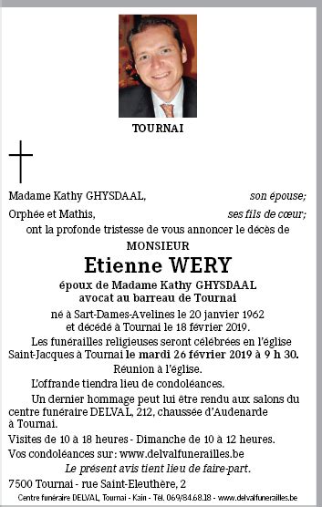 Etienne Wery De Tournai Annonce De Décès Sur Enmemoire Be En Mémoire