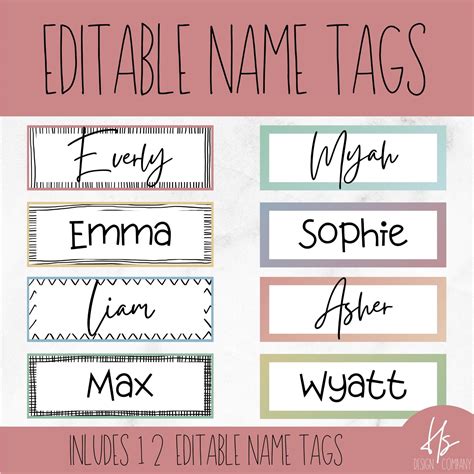 EDITABLE Modern Colorful Name Tags Printable Classroom - Etsy | Name ...