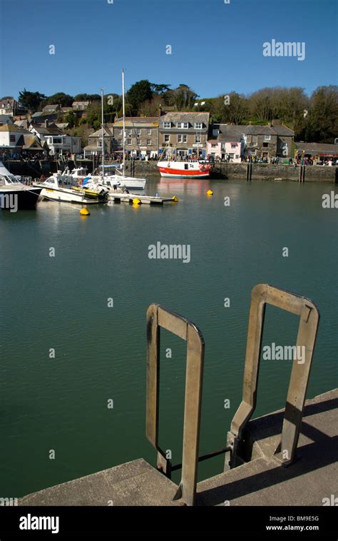 Padstow Cornwall UK Harbor Harbour Quay Marina Fishing Boats Stock